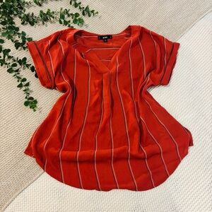 Vibrant Orange Blouse with Stripes